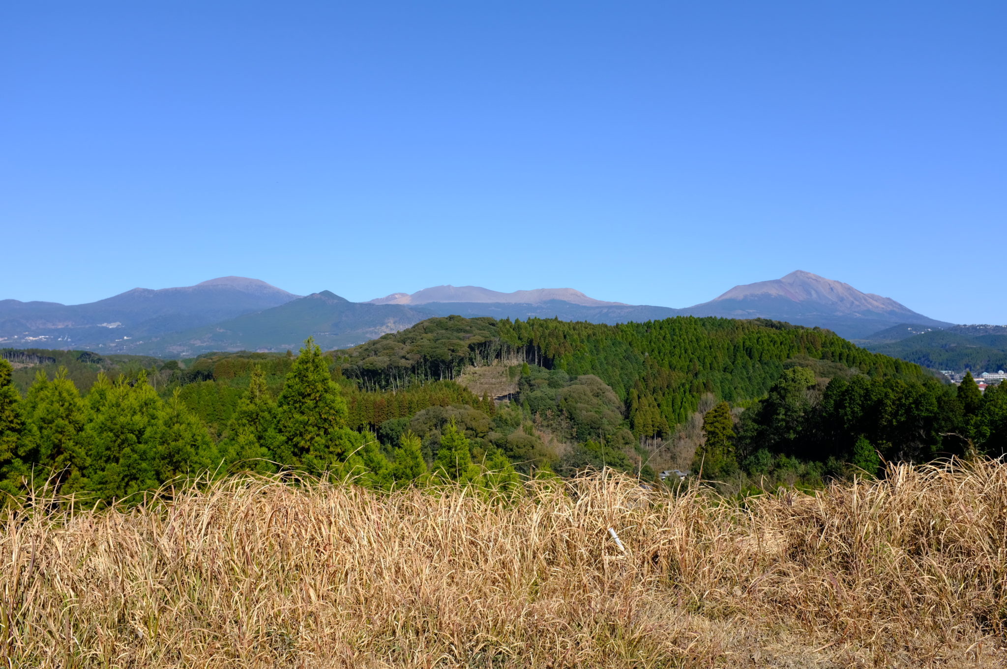 Blick auf die Berge von Kirishima